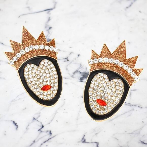 New Wicked Evil Queen Snow White Disney Villain Rhinestone Earrings Grimhilde - Picture 2 of 3